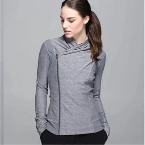 Lululemon grey bhatki long sleeve asymmetrical zip